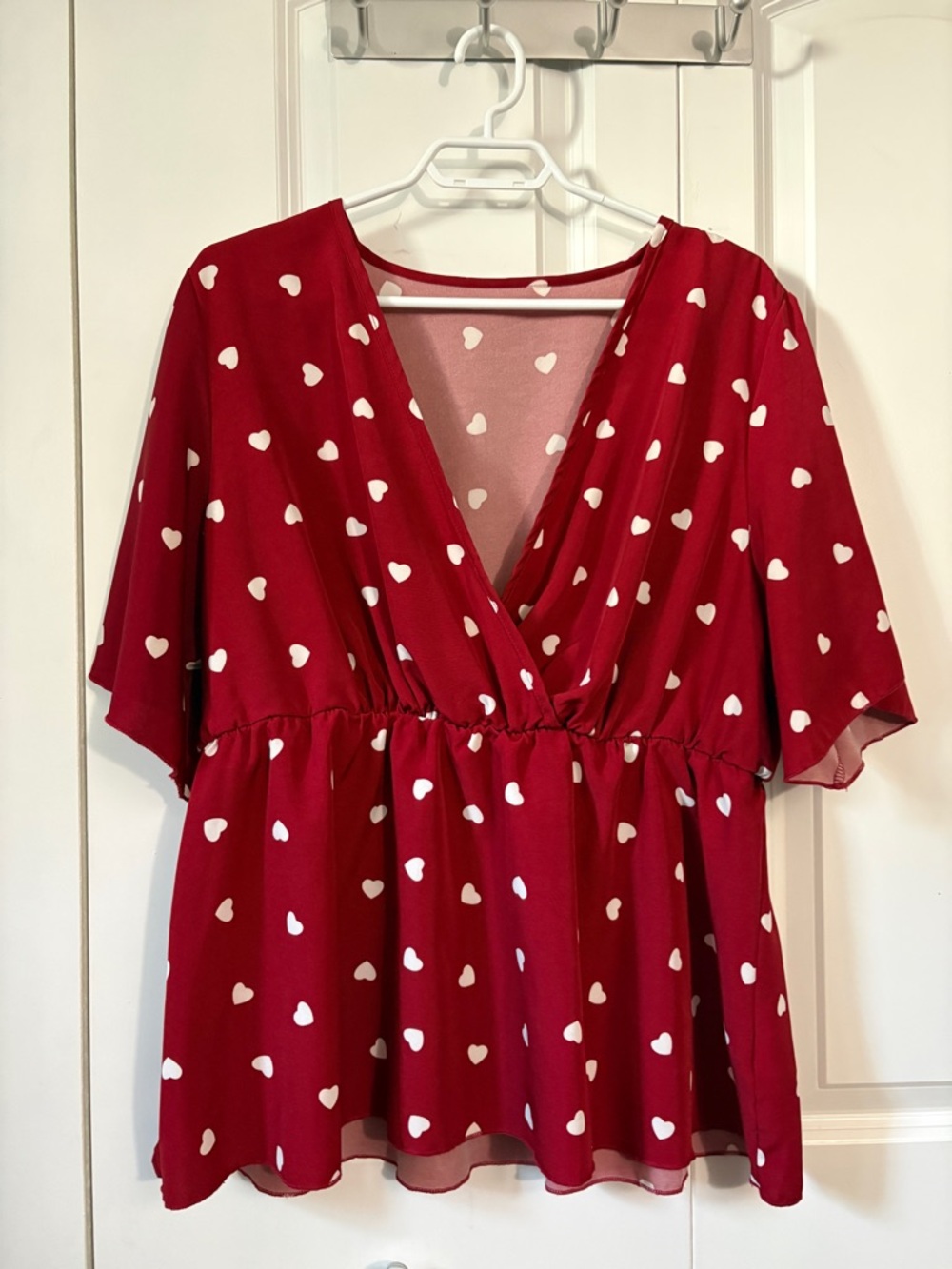 Women’s Red Heart Print Wrap-Style Dress